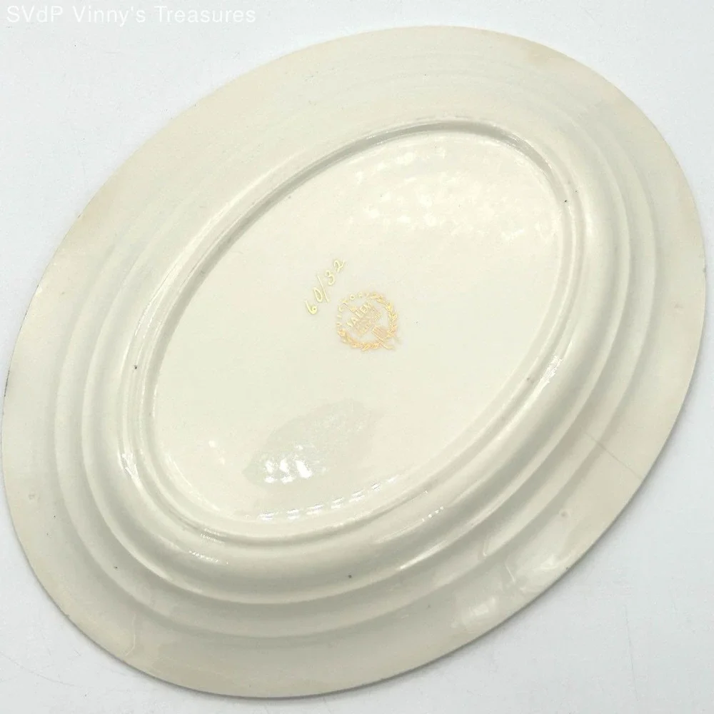 Salem China Co Victory Oval Platter Floral Rose Cream Vintage 11 Inch
